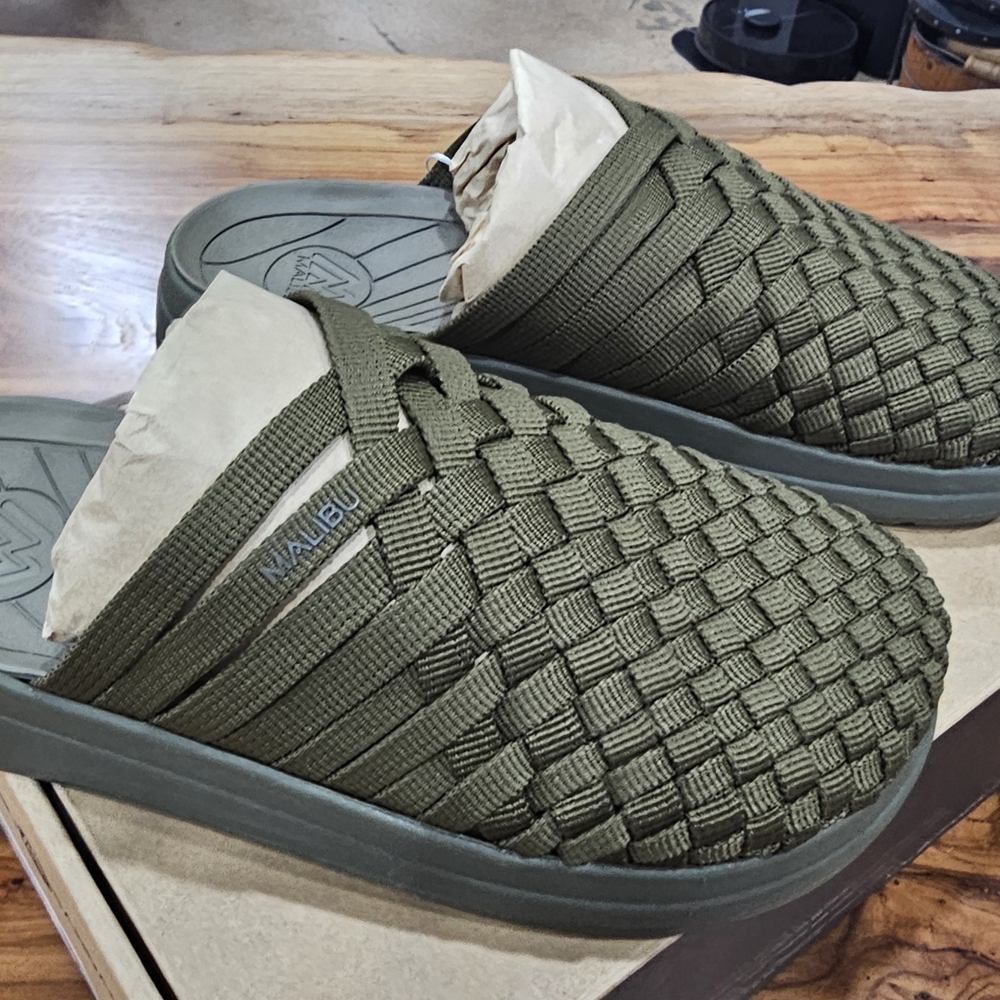 Woven Malibu Olive Green Clogs
